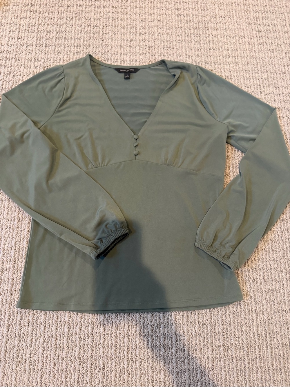 Banana Republic Olive Green V-Neck Long Sleeve Top